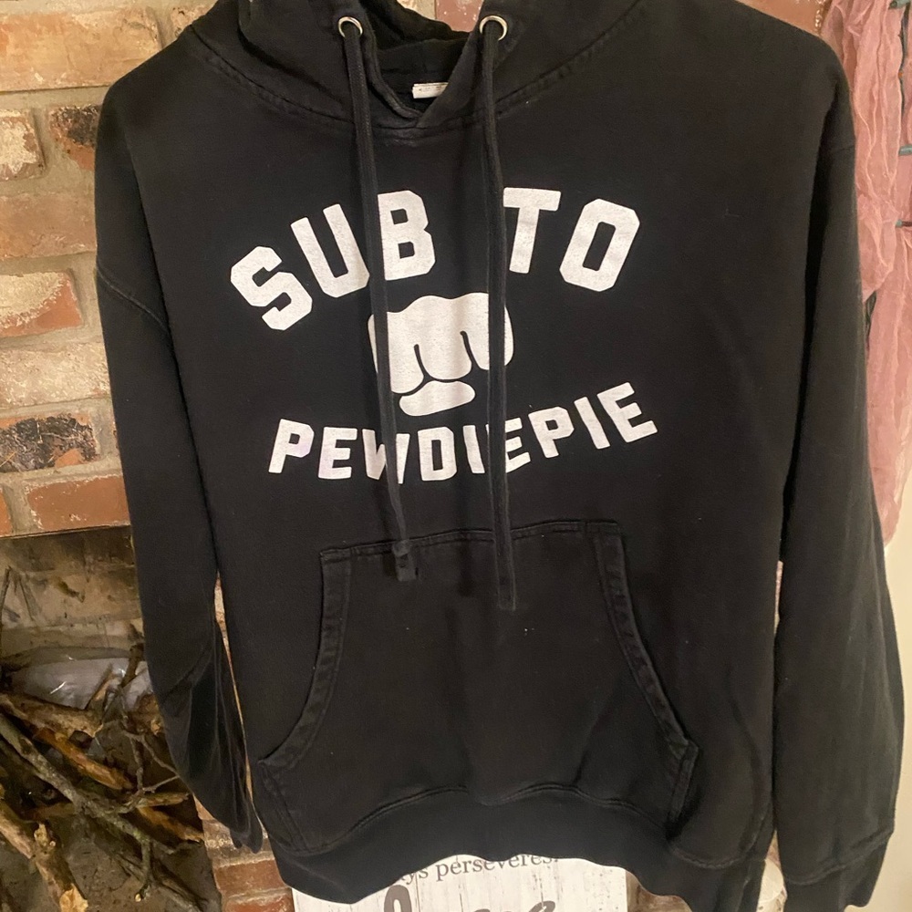 Black “Sub to Pewdiepie" hoodie